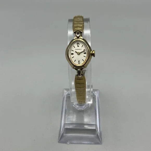 Vintage Caravelle Womens Watch 15mm White Dial Gold Tone Manual Wind 6.5" - Picture 2 of 14